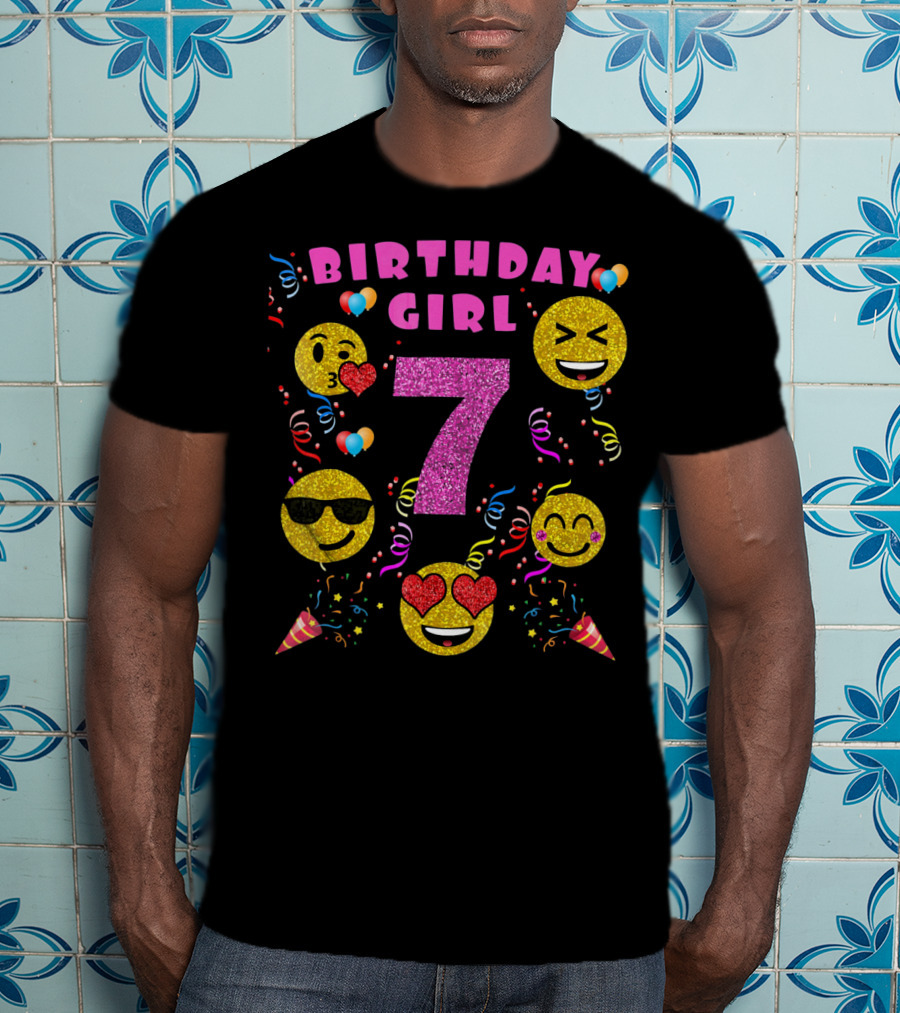 Birthday Girl 7 Emoji Party Celebration Fun T-Shirt