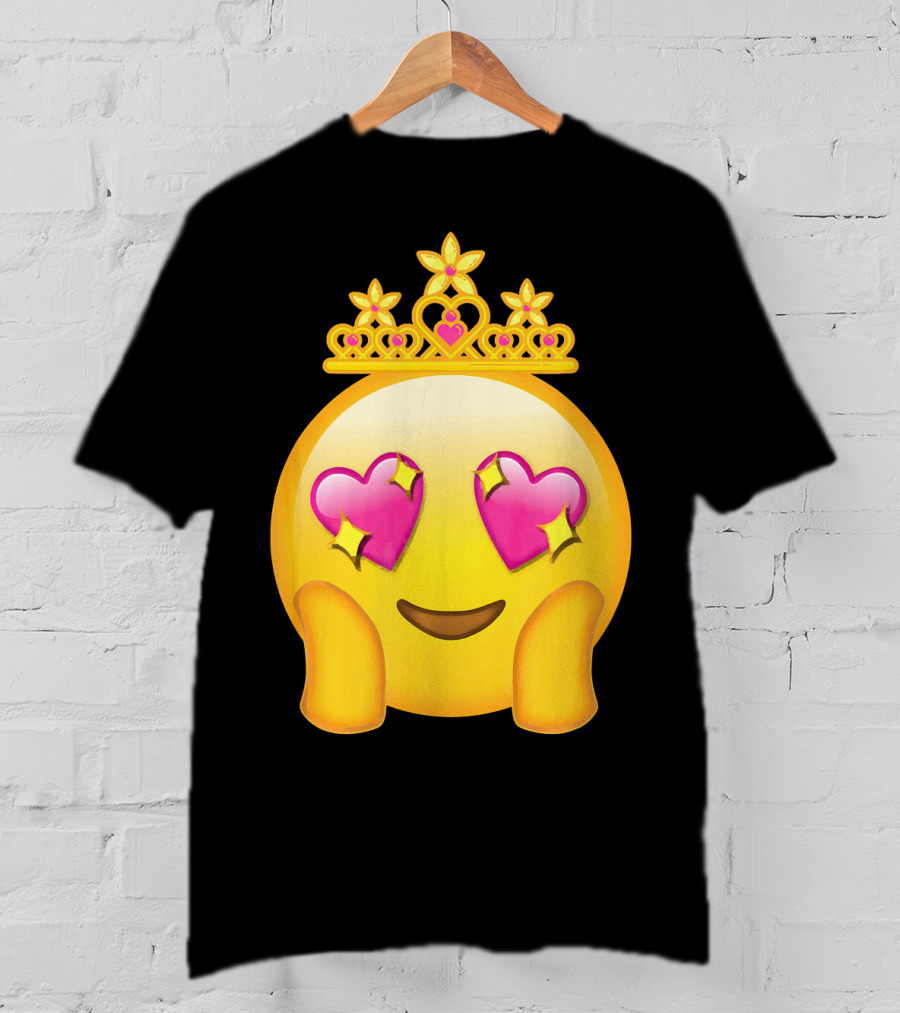 Emoticon Queen Heart Eyes Emoji With Crown Princess T-Shirt