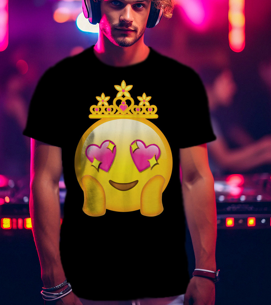 Emoticon Queen Heart Eyes Emoji With Crown Princess T-Shirt