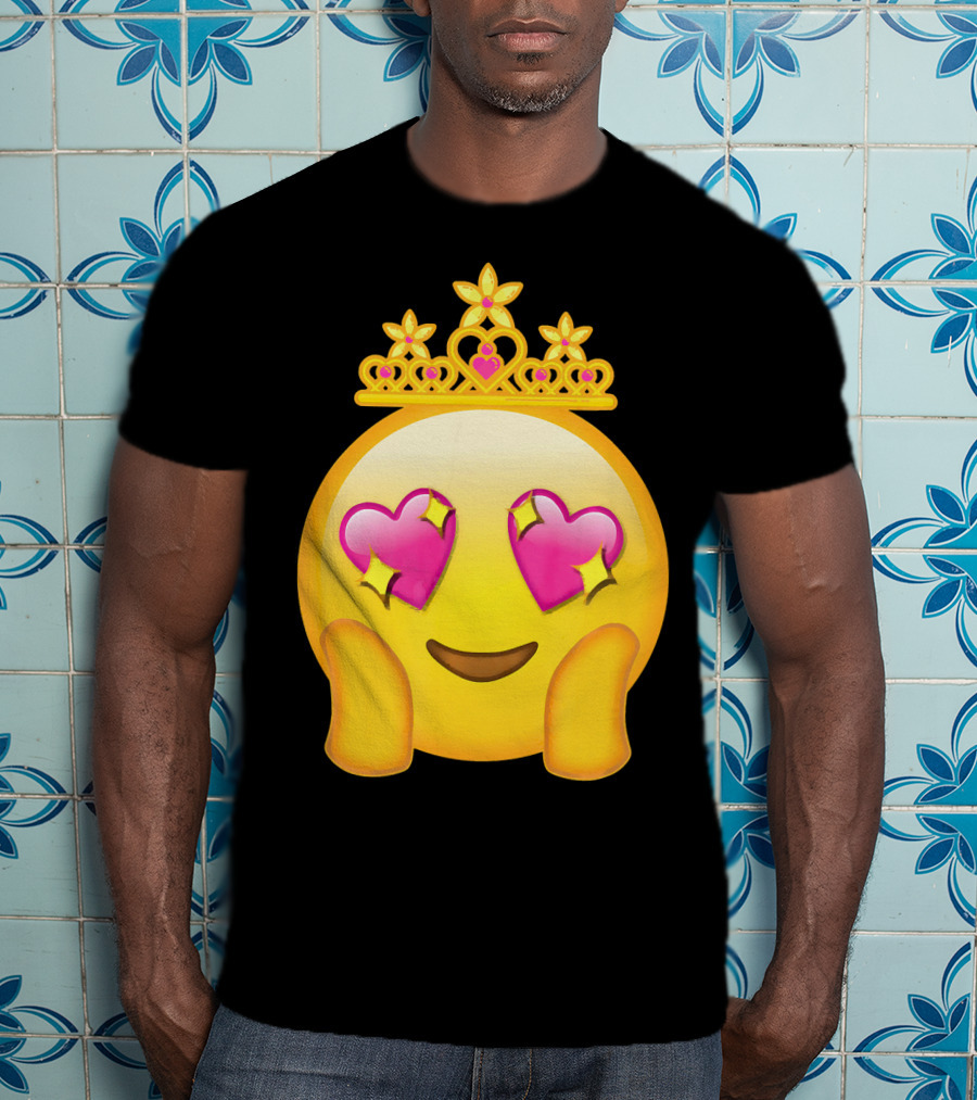 Emoticon Queen Heart Eyes Emoji With Crown Princess T-Shirt