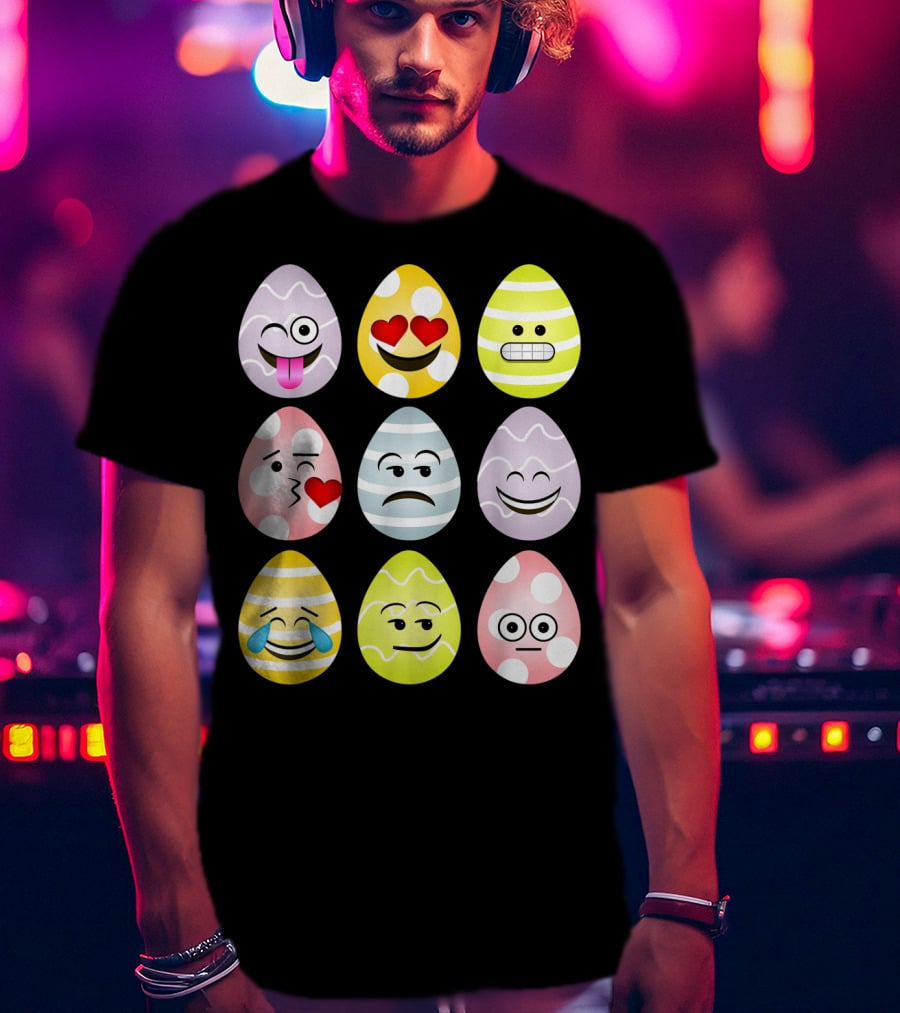 Easter Egg Emoji Faces Fun Expressions T-Shirt