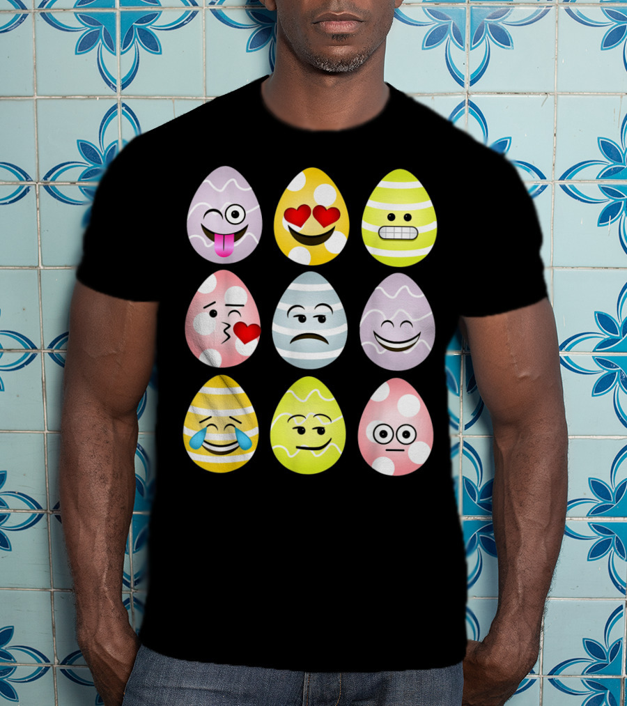 Easter Egg Emoji Faces Fun Expressions T-Shirt