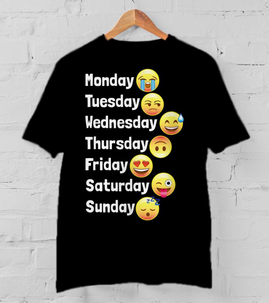 Monday Tuesday Wednesday Thursday Friday Saturday Sunday Emoji Faces T-Shirt