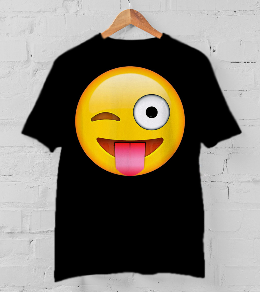 Face Emoticon Tongue Out Emoji Wink T-Shirt