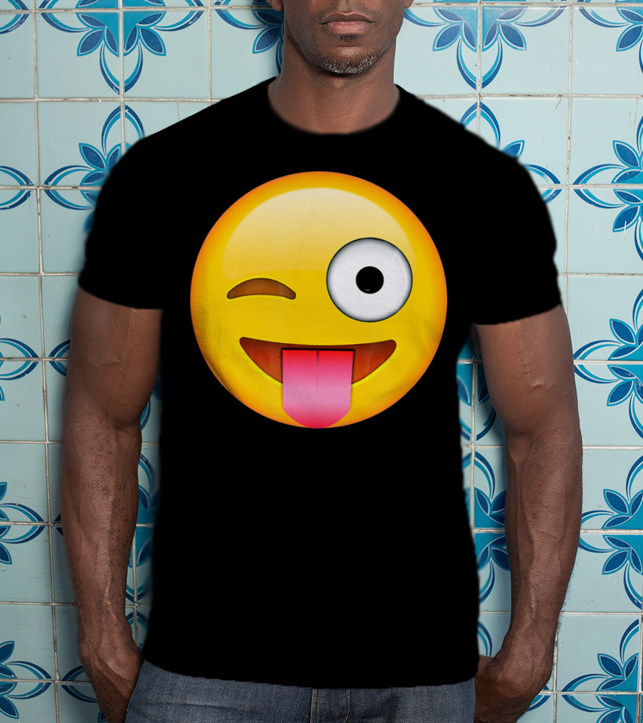 Face Emoticon Tongue Out Emoji Wink T-Shirt