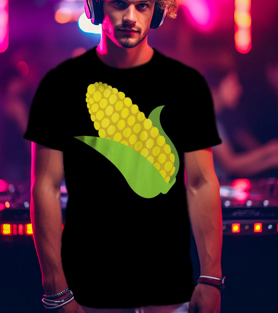 Emoji Corn On The Cob Yellow Kernels Green Husk T-Shirt