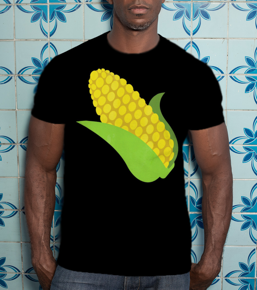 Emoji Corn On The Cob Yellow Kernels Green Husk T-Shirt