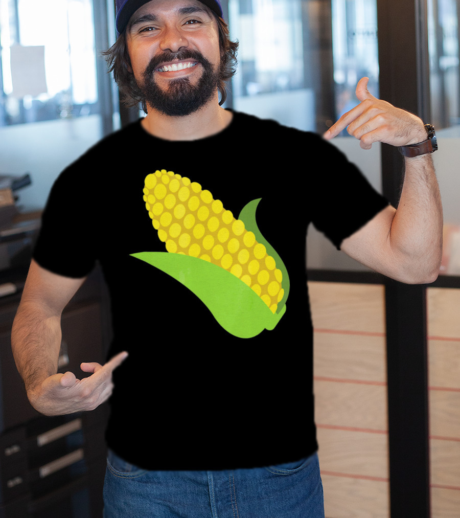 Emoji Corn On The Cob Yellow Kernels Green Husk T-Shirt