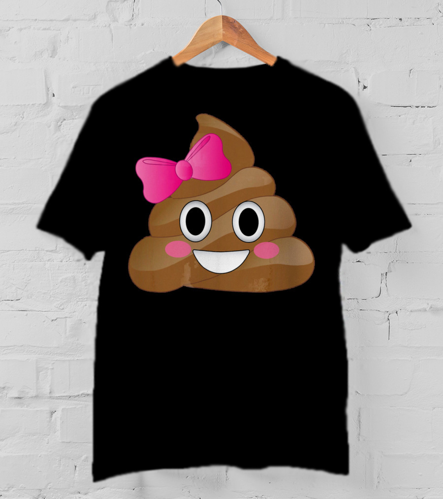 Cute Pink Bow Emoji Funny Smiling Cutie Poo T-Shirt