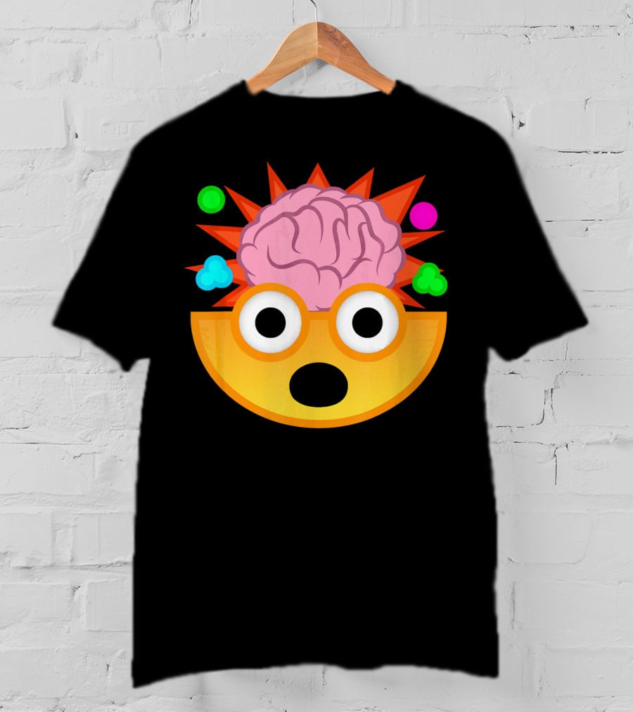 Mind Blown Face Emoji Exploding Brain With Glasses T-Shirt