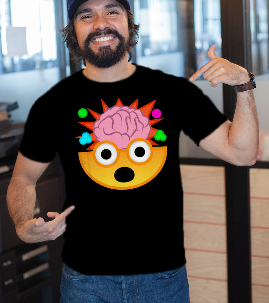 Mind Blown Face Emoji Exploding Brain With Glasses T-Shirt
