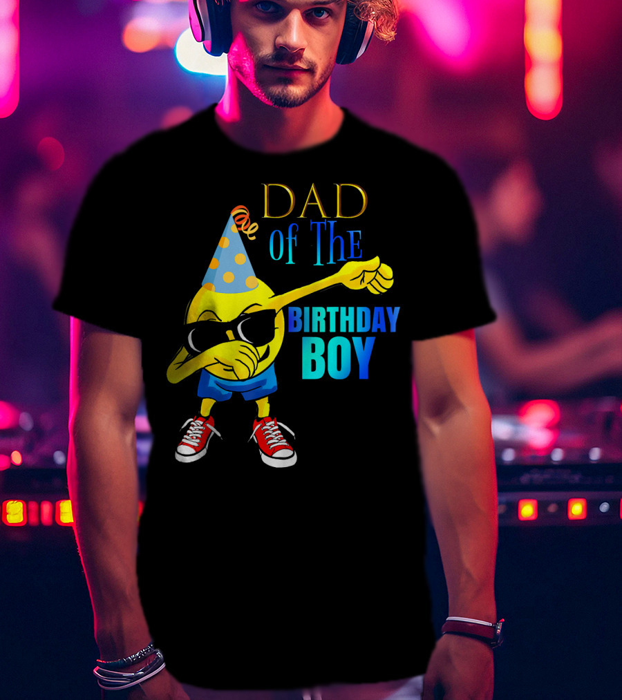 Dad Of The Birthday Boy Cool Dancing Dabbing Emoji T-Shirt