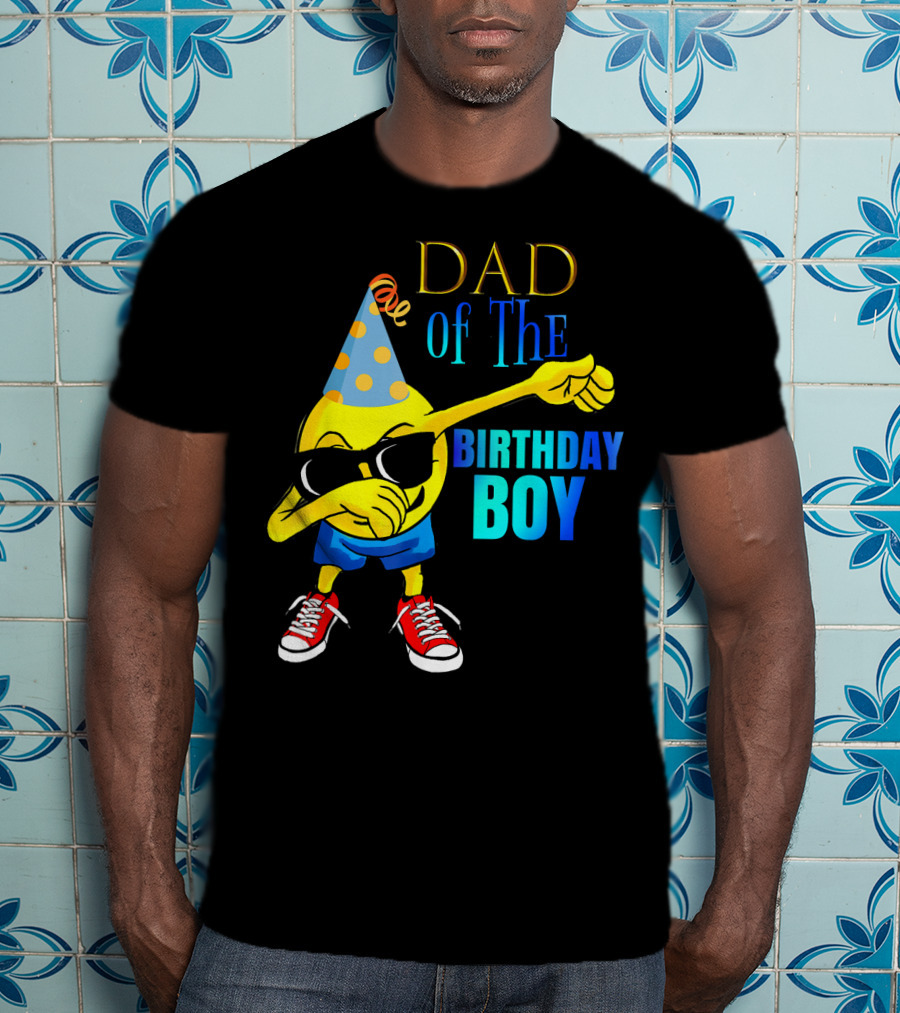 Dad Of The Birthday Boy Cool Dancing Dabbing Emoji T-Shirt