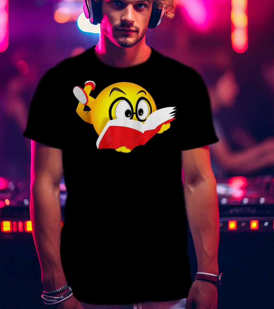 Nerdy Reading Emoji Glasses Book T-Shirt