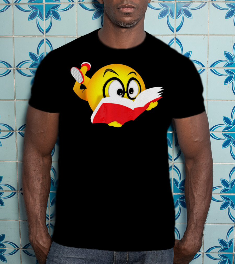 Nerdy Reading Emoji Glasses Book T-Shirt