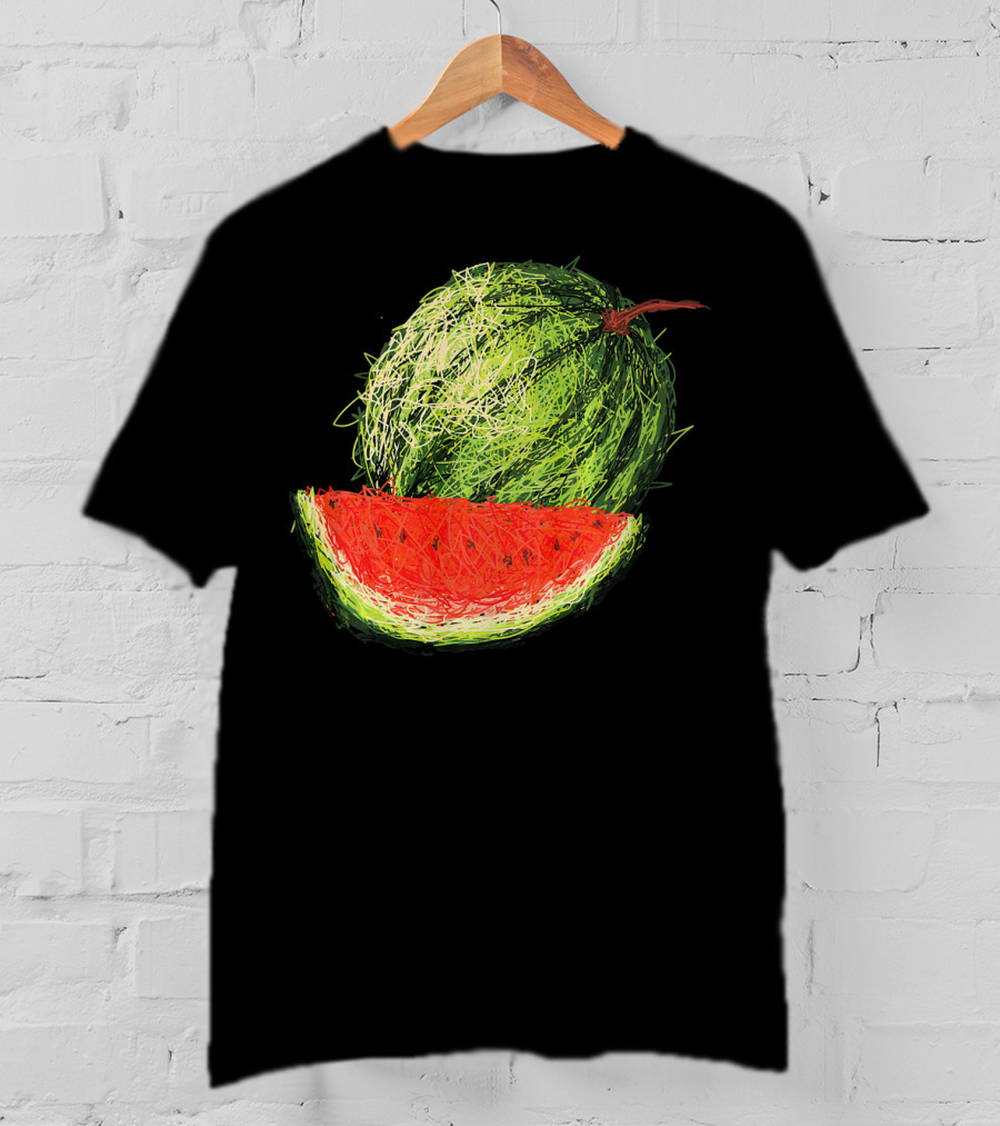 Huge Watermelon Fruit Sketch T-Shirt