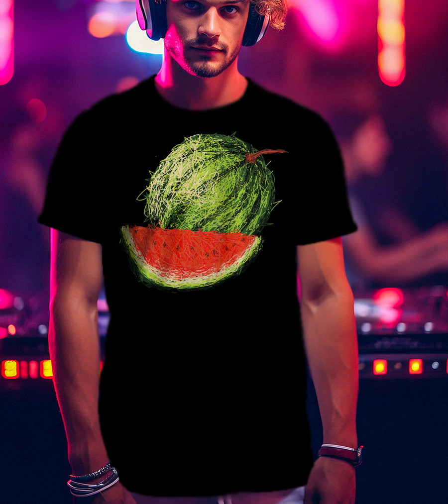 Huge Watermelon Fruit Sketch T-Shirt