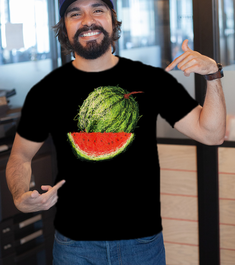 Huge Watermelon Fruit Sketch T-Shirt