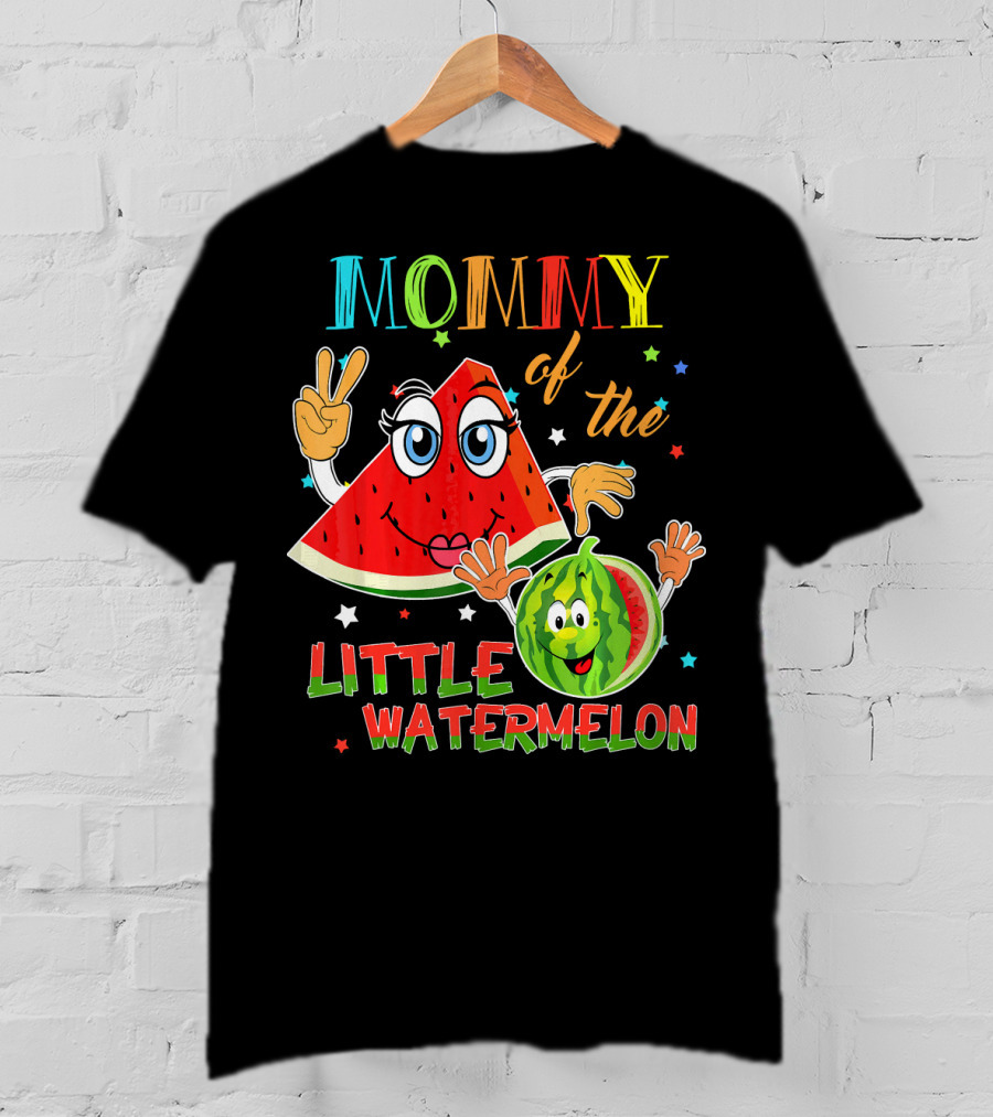 Mommy Of The Little Watermelon Funny Matching Birthday T-Shirt