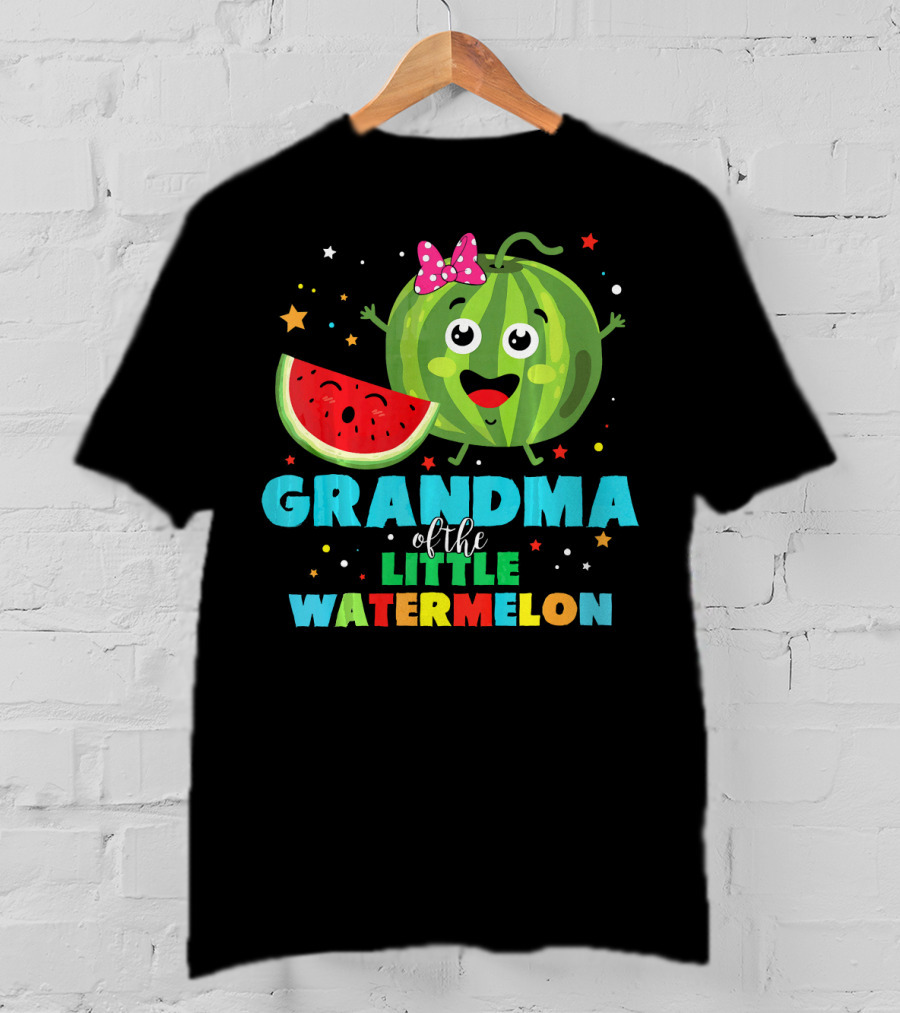 Grandma Of The Little Watermelon With Cute Cartoon Watermelon And Stars T-Shirt