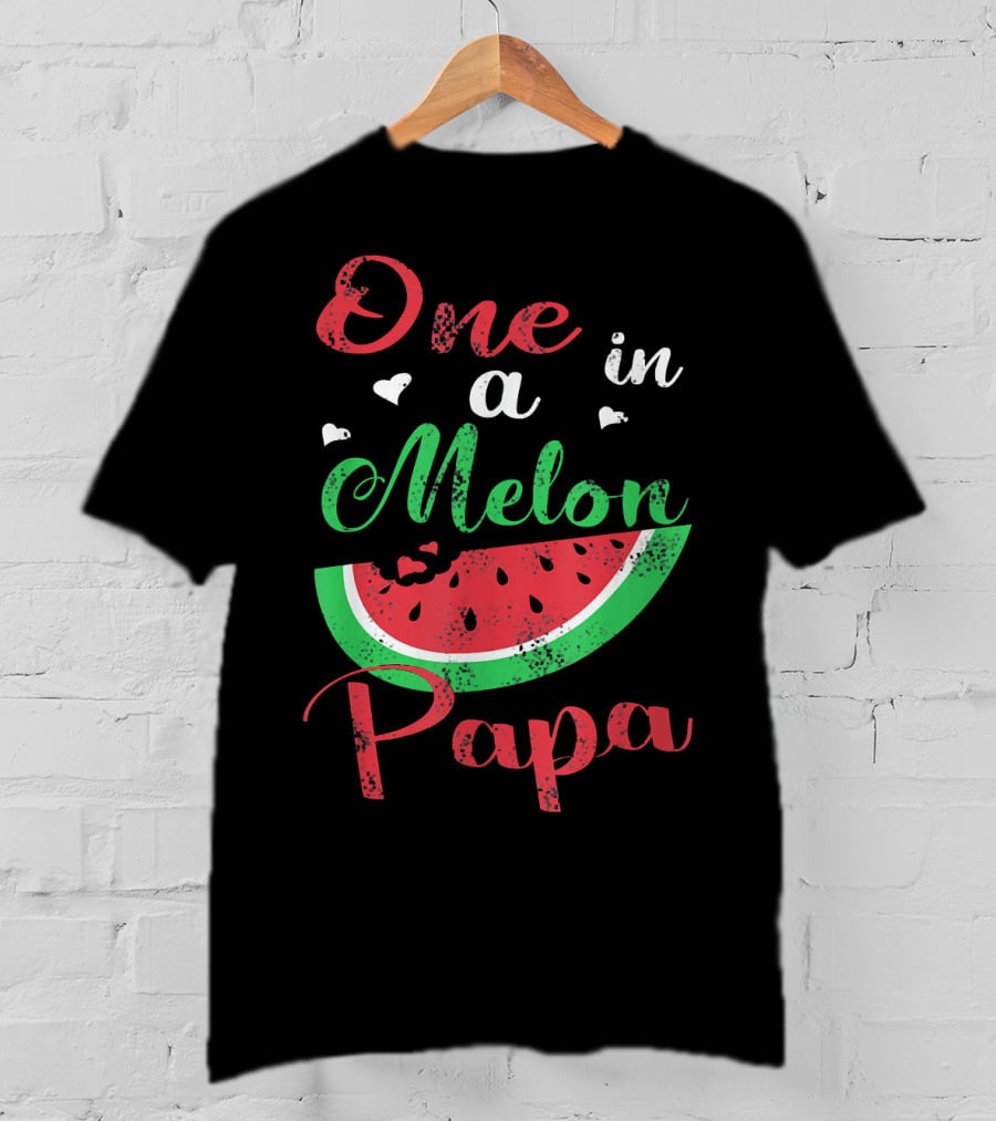 One In A Melon Papa Mens Watermelon Heart Graphics T-Shirt