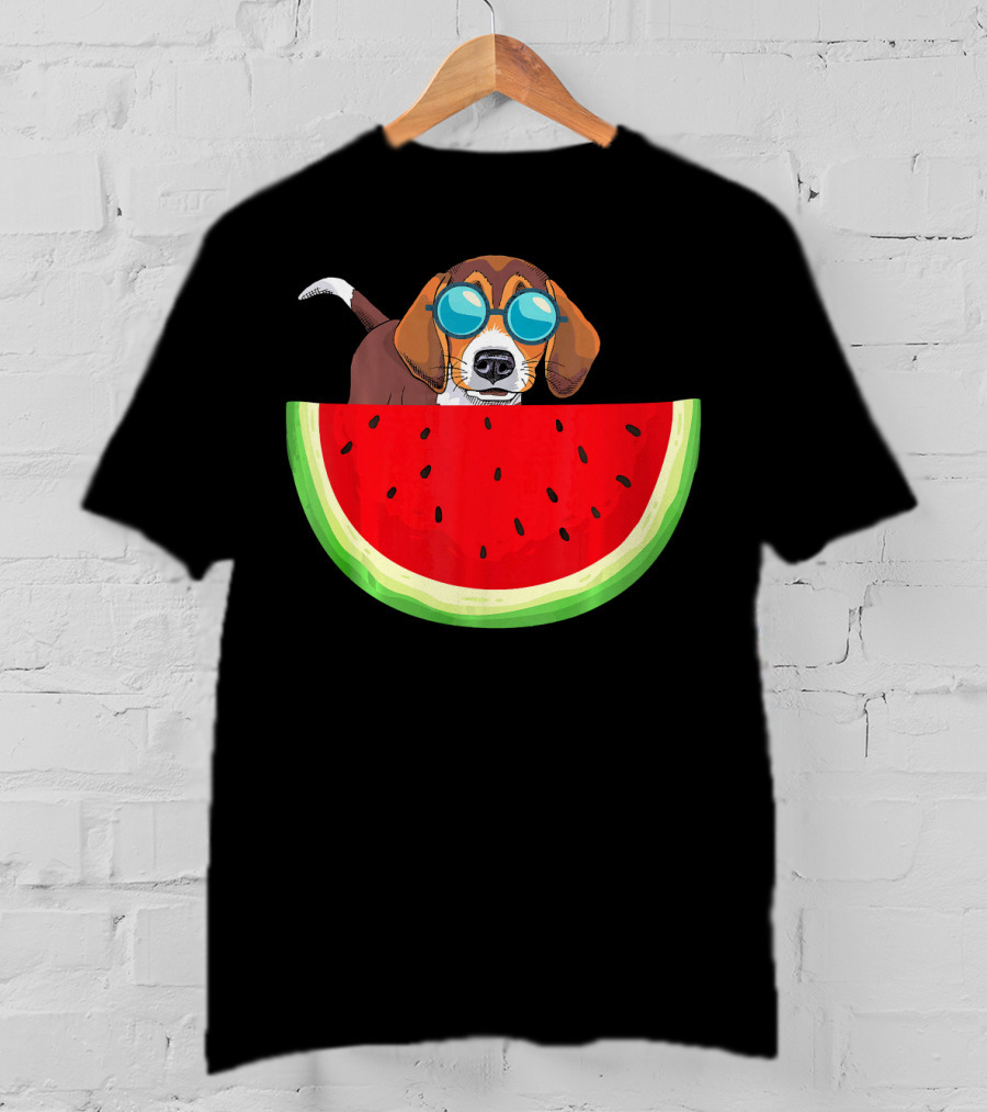 Beagle With Sunglasses And Watermelon Slice T-Shirt