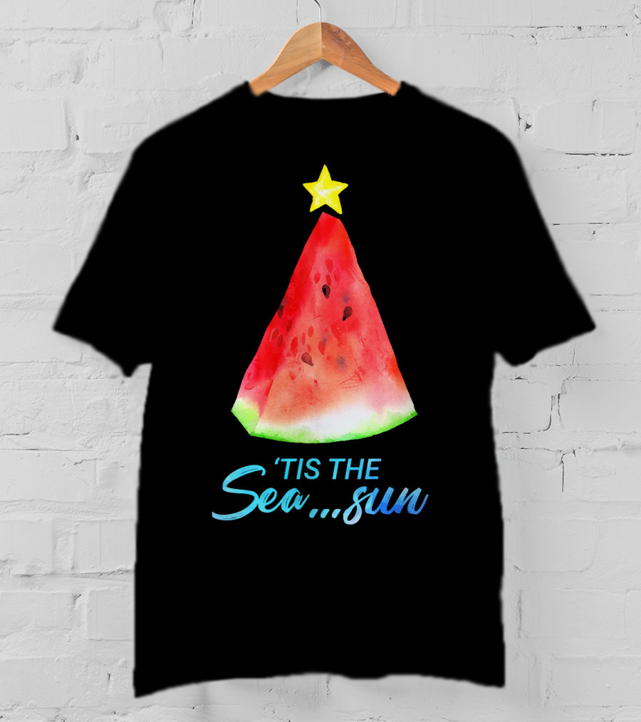 'Tis The Sea Sun Watermelon Christmas Tree T-Shirt