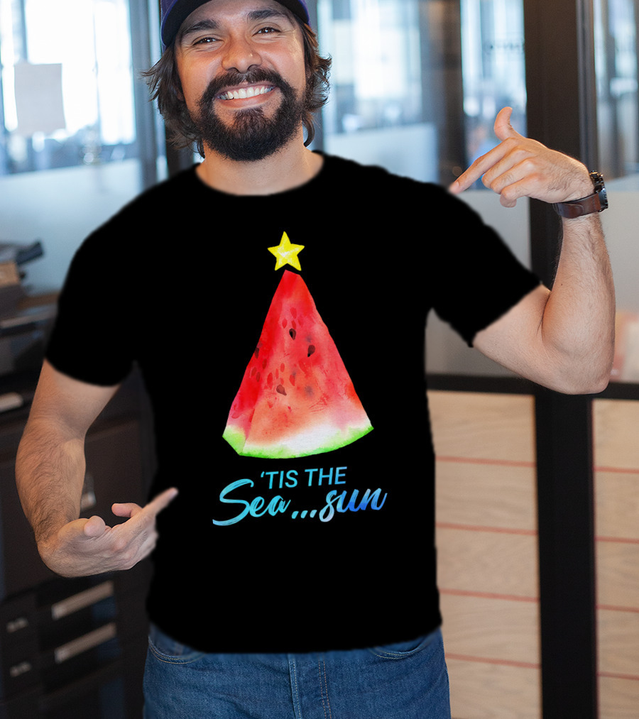 'Tis The Sea Sun Watermelon Christmas Tree T-Shirt