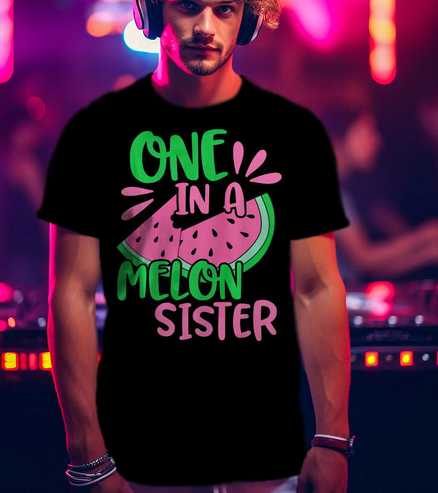 One In A Melon Sister Cute Pink Watermelon T-Shirt