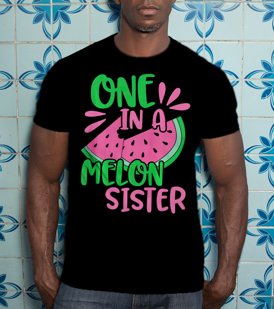 One In A Melon Sister Cute Pink Watermelon T-Shirt
