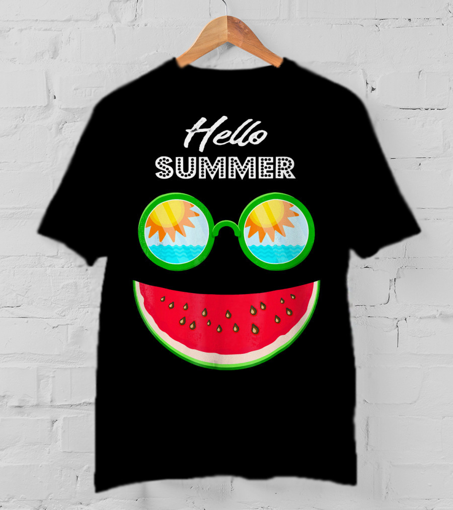 Hello Summer Watermelon Smile Sunglasses T-Shirt
