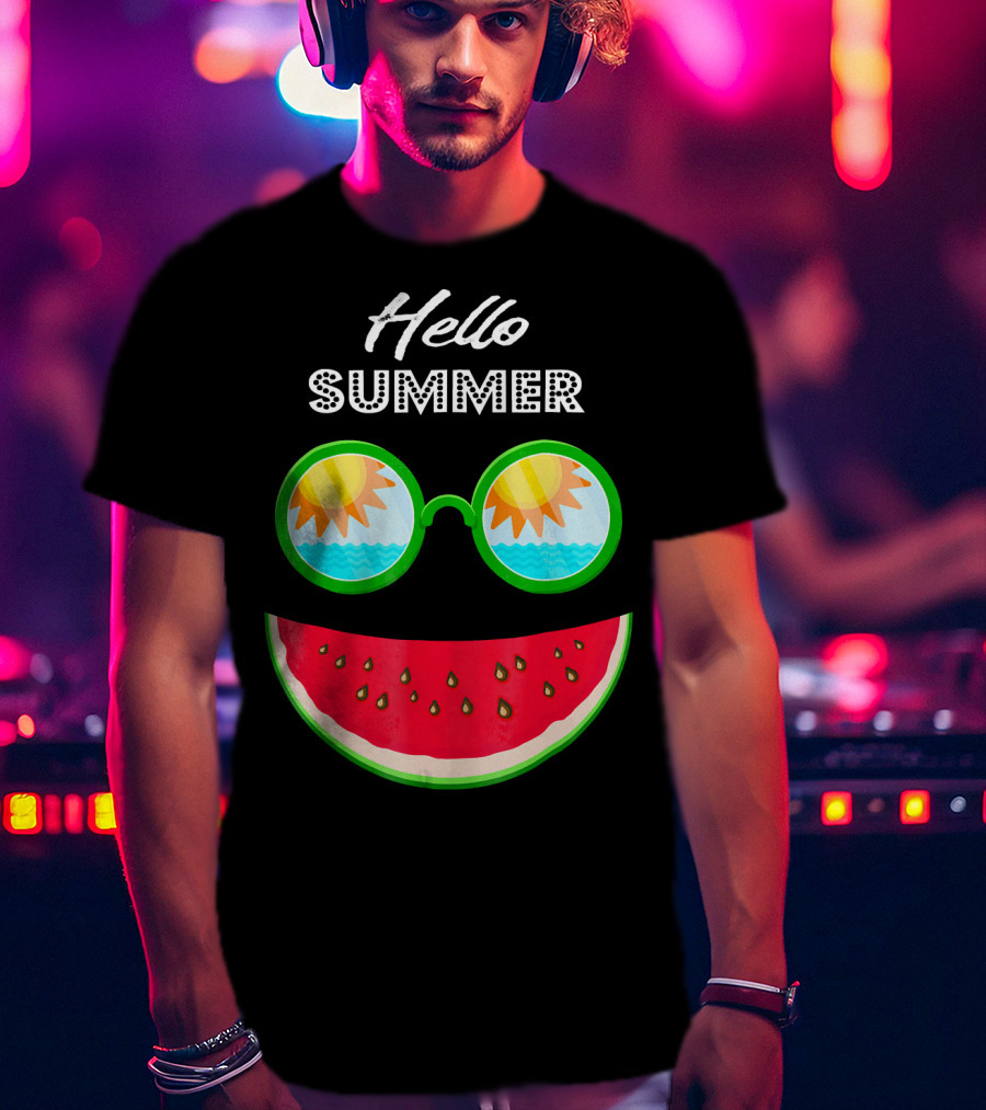 Hello Summer Watermelon Smile Sunglasses T-Shirt