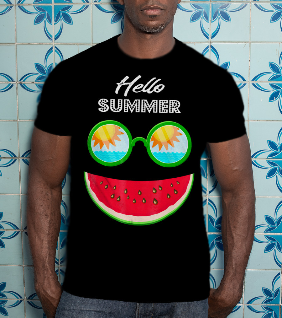 Hello Summer Watermelon Smile Sunglasses T-Shirt