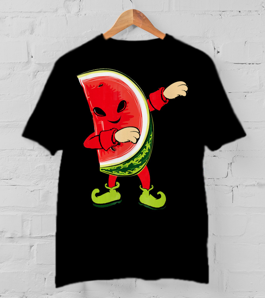 Funny Dabbing Watermelon Dab Character With Green Shoes T-Shirt