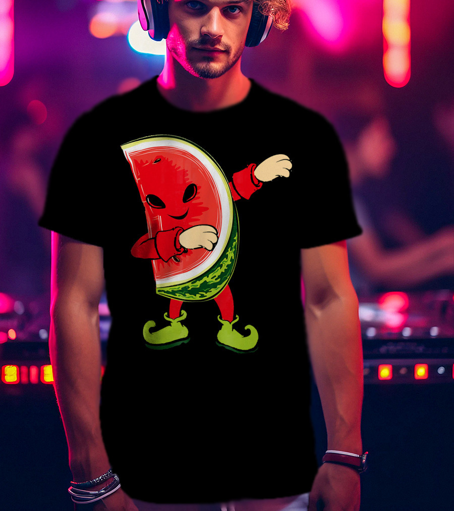 Funny Dabbing Watermelon Dab Character With Green Shoes T-Shirt