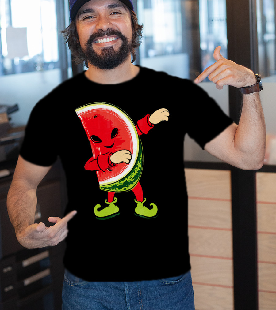 Funny Dabbing Watermelon Dab Character With Green Shoes T-Shirt