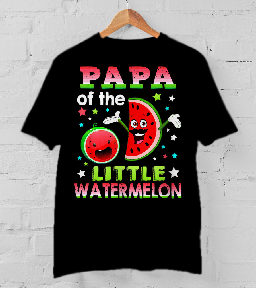 Papa Of The Little Watermelon Fun Matching Birthday T-Shirt