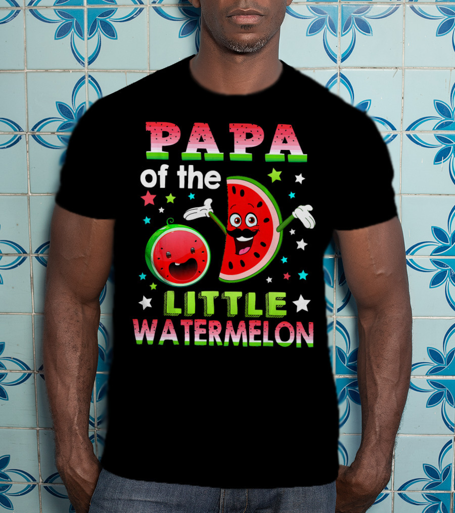 Papa Of The Little Watermelon Fun Matching Birthday T-Shirt