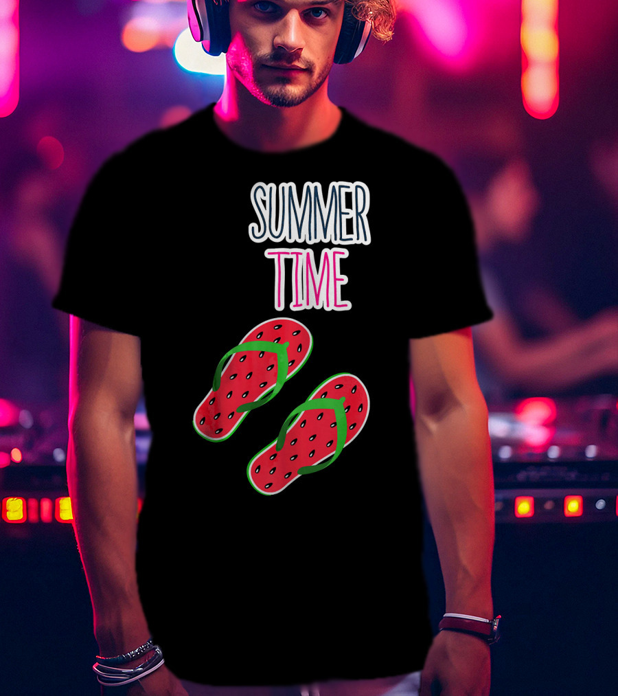 Summer Time Watermelon Flip Flop Fun T-Shirt