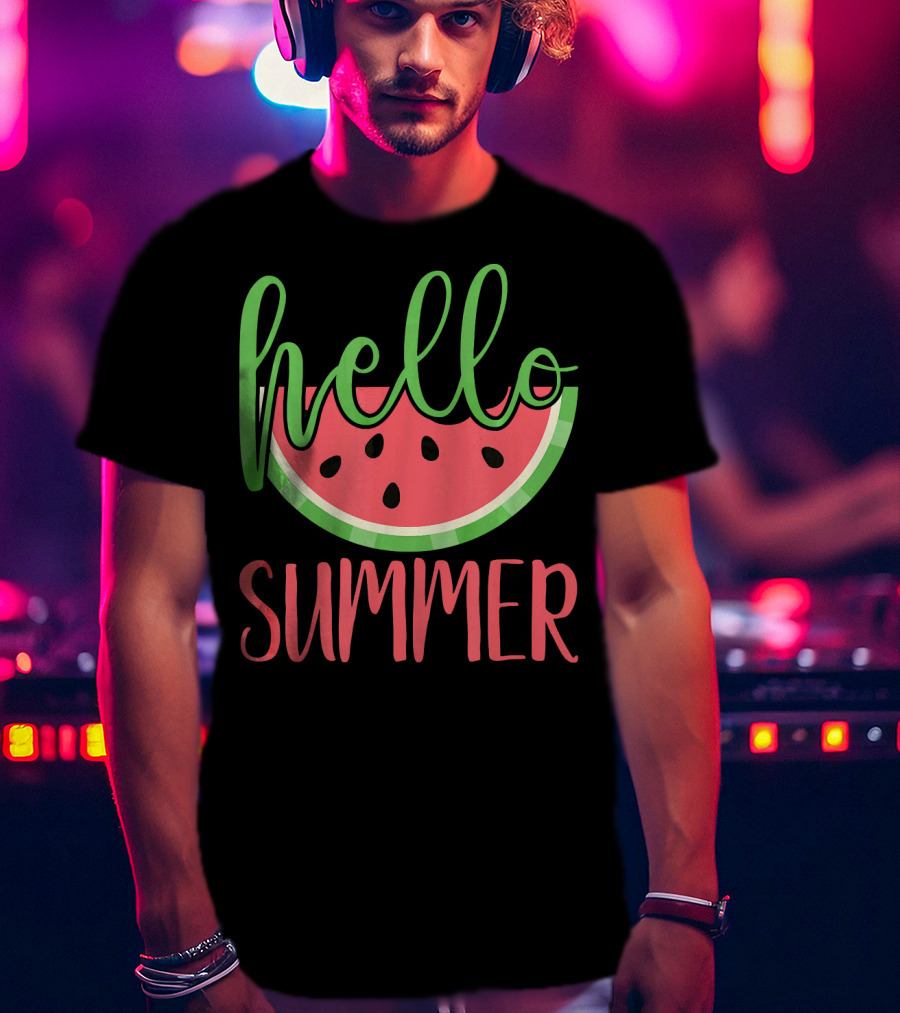 Hello Summer Watermelon Funny Melon Fruit T-Shirt