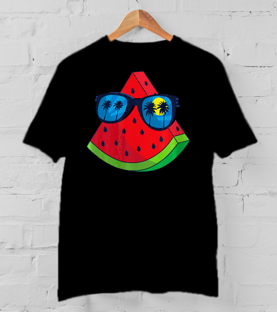 Watermelon Sunglasses Palm Trees Summer Beach Sun T-Shirt