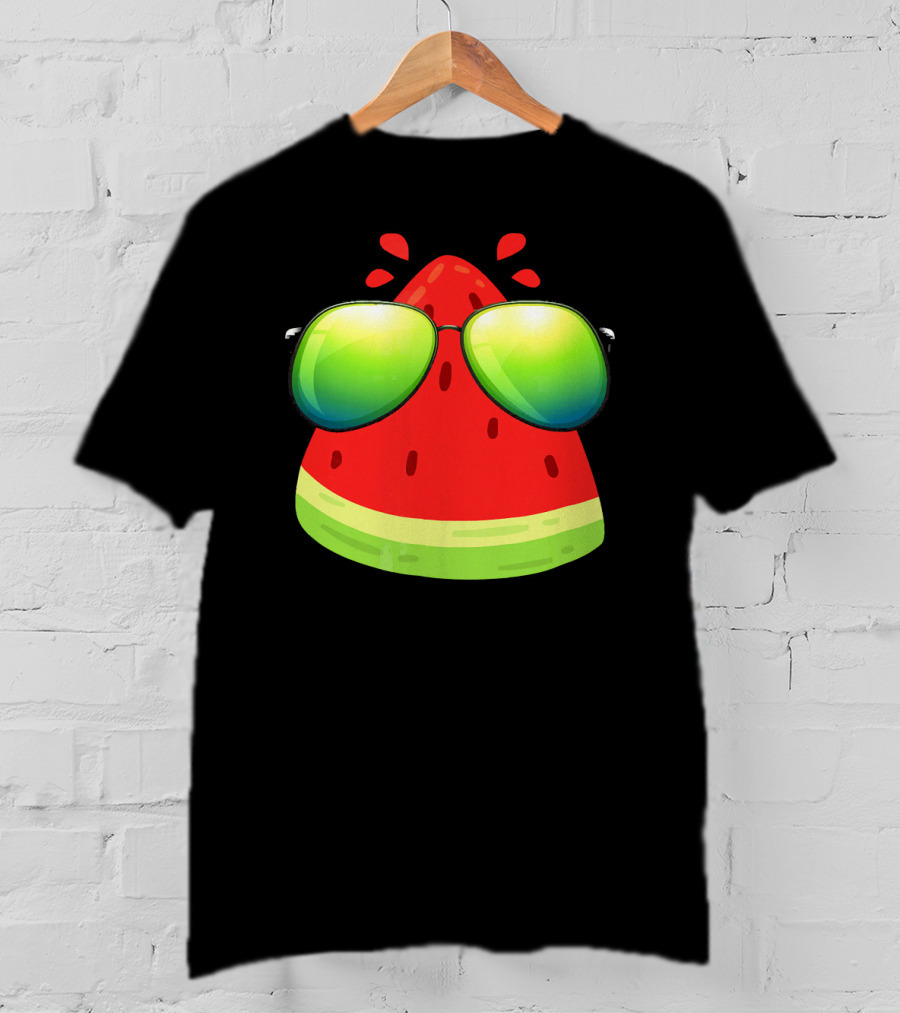 Melon Glasses Cool Watermelon Slice With Sunglasses T-Shirt