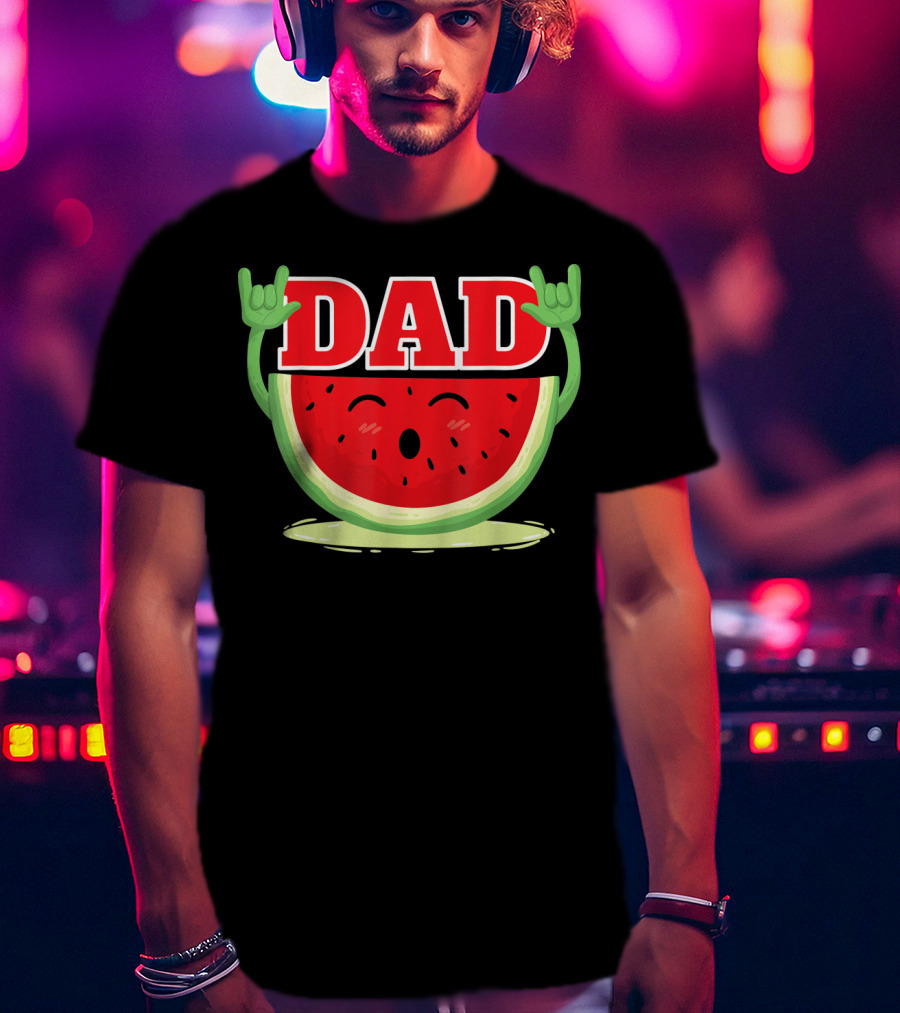 Mens Watermelon Dad Melon Rock Hands Juicy T-Shirt
