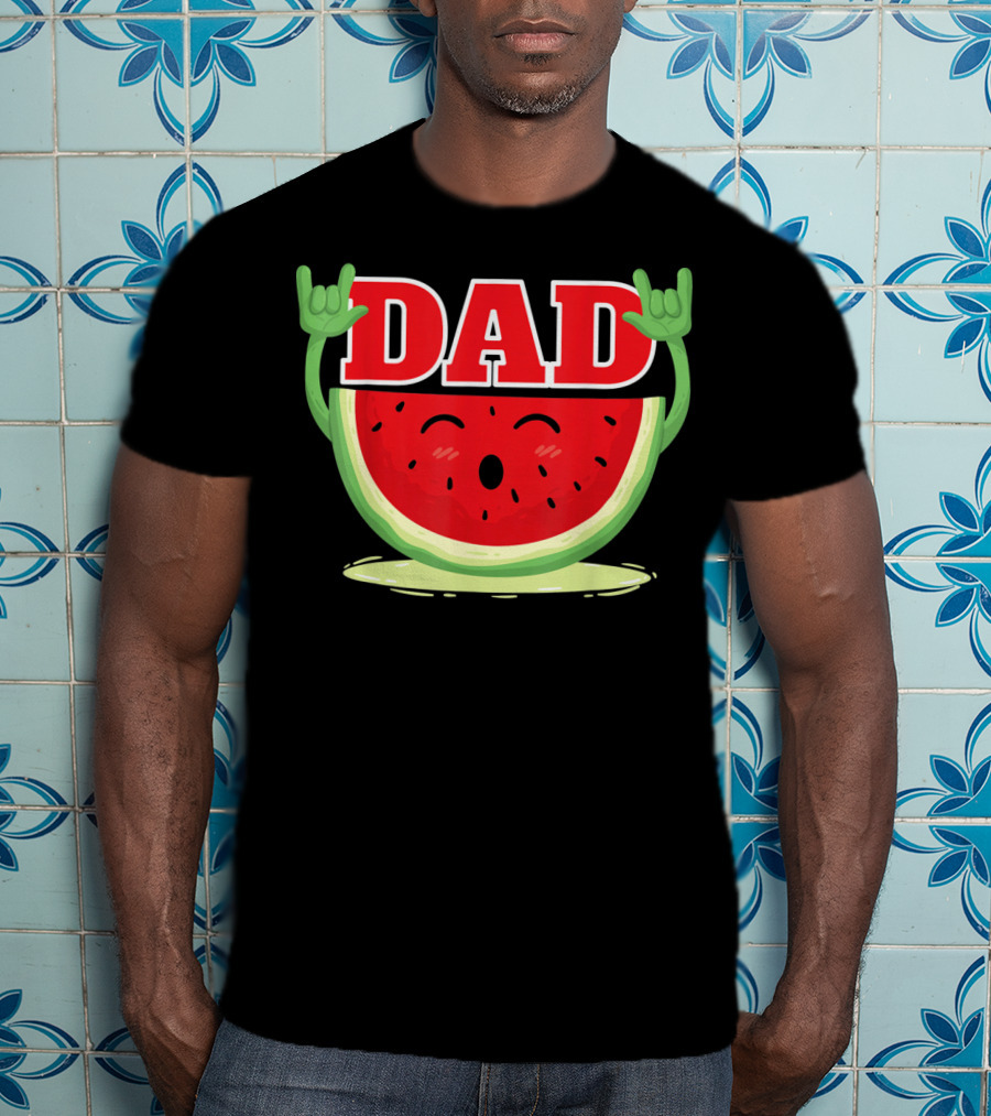 Mens Watermelon Dad Melon Rock Hands Juicy T-Shirt