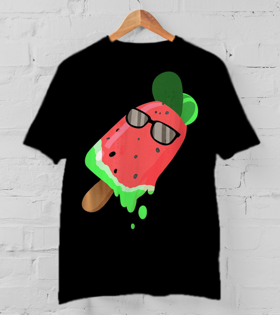 Fruity Fashion Ice Cream Watermelon With Sunglasses T-Shirt