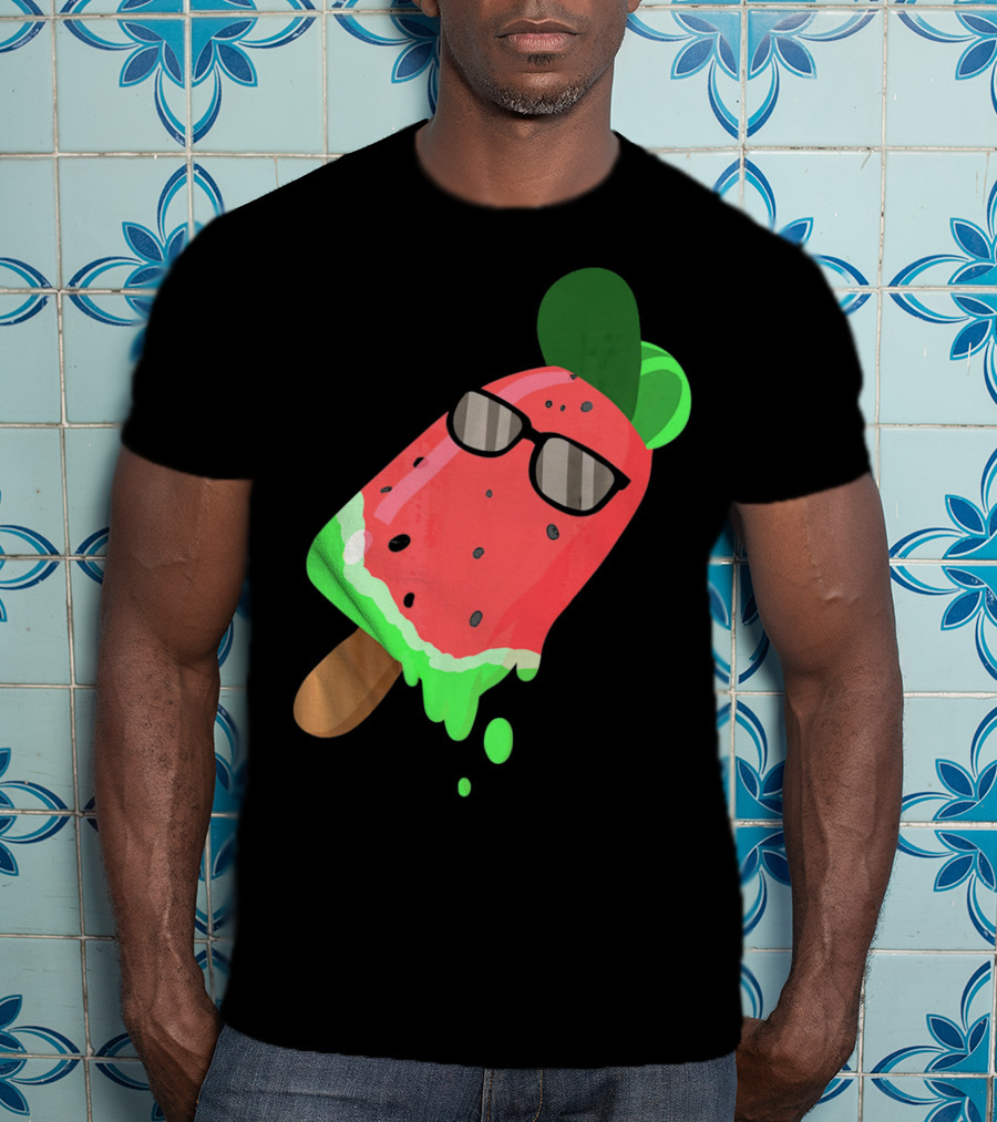 Fruity Fashion Ice Cream Watermelon With Sunglasses T-Shirt