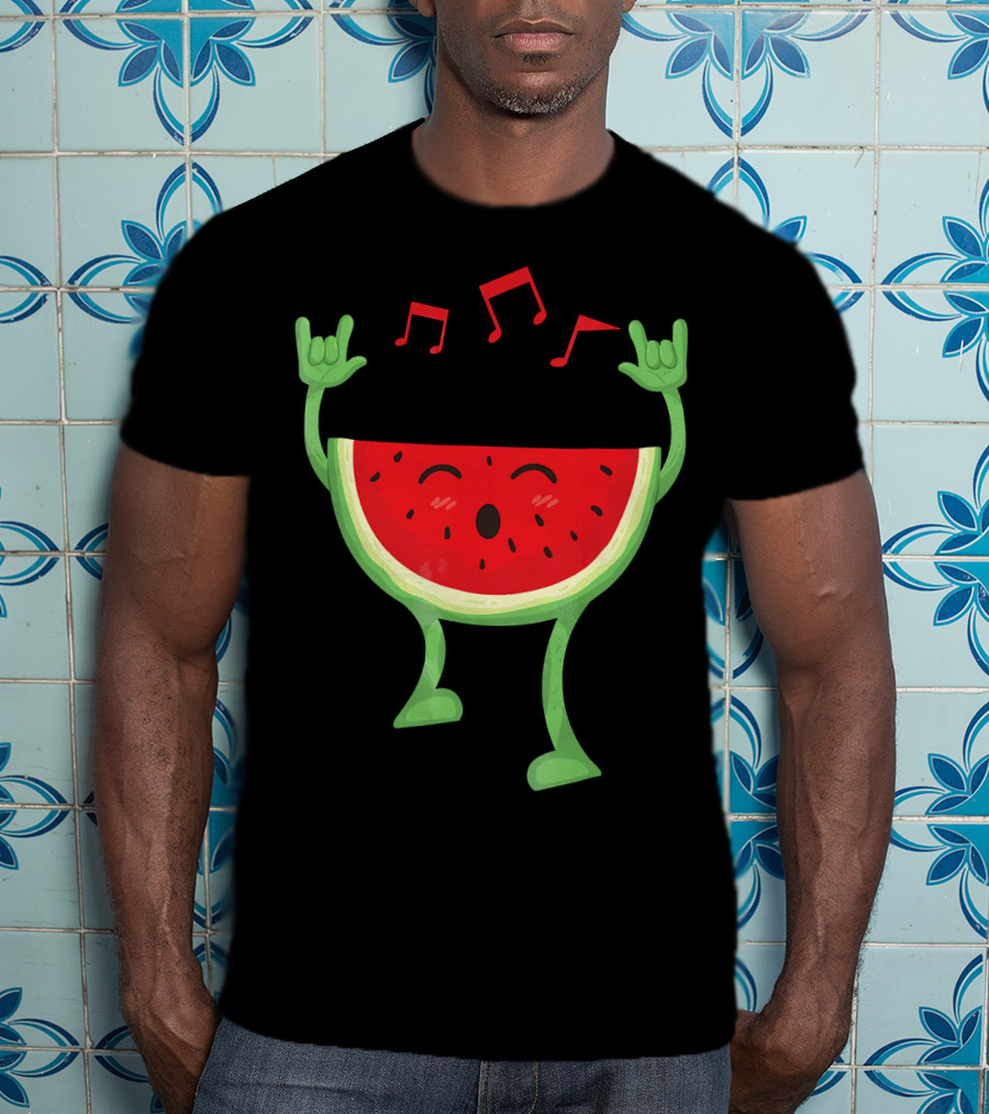 Adults Watermelon Halloween Costumes Ide Fun Music Notes Celebrating Rock T-Shirt