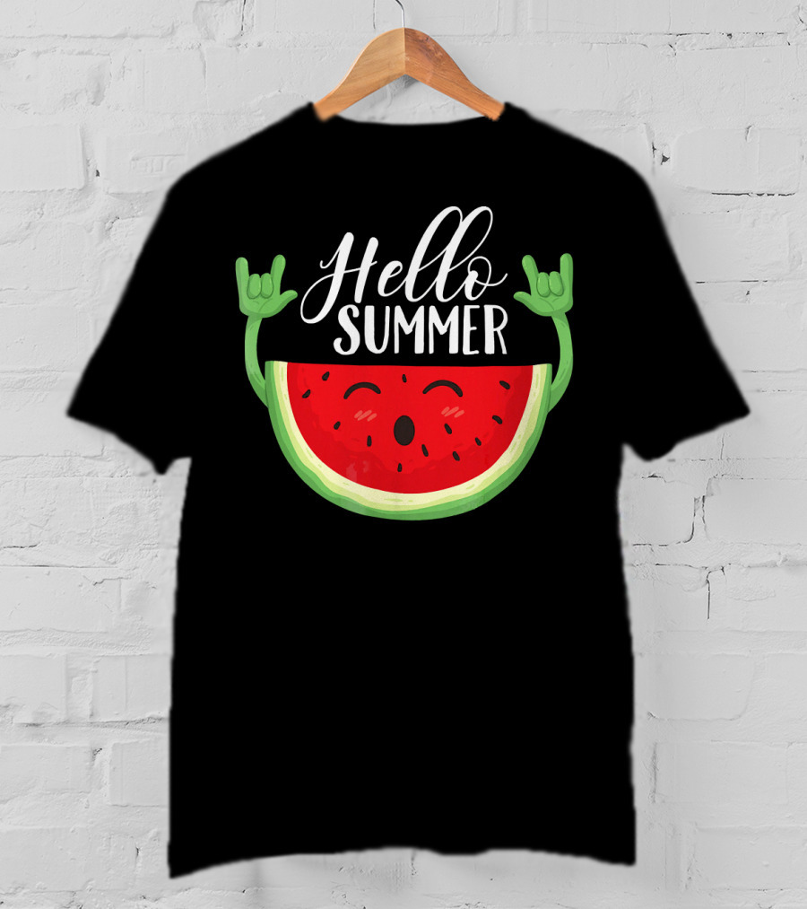 Hello Summer Watermelon Rock And Roll Mood T-Shirt