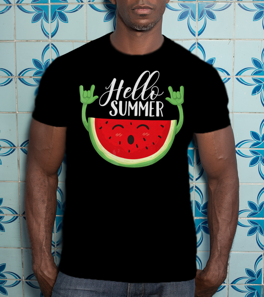 Hello Summer Watermelon Rock And Roll Mood T-Shirt