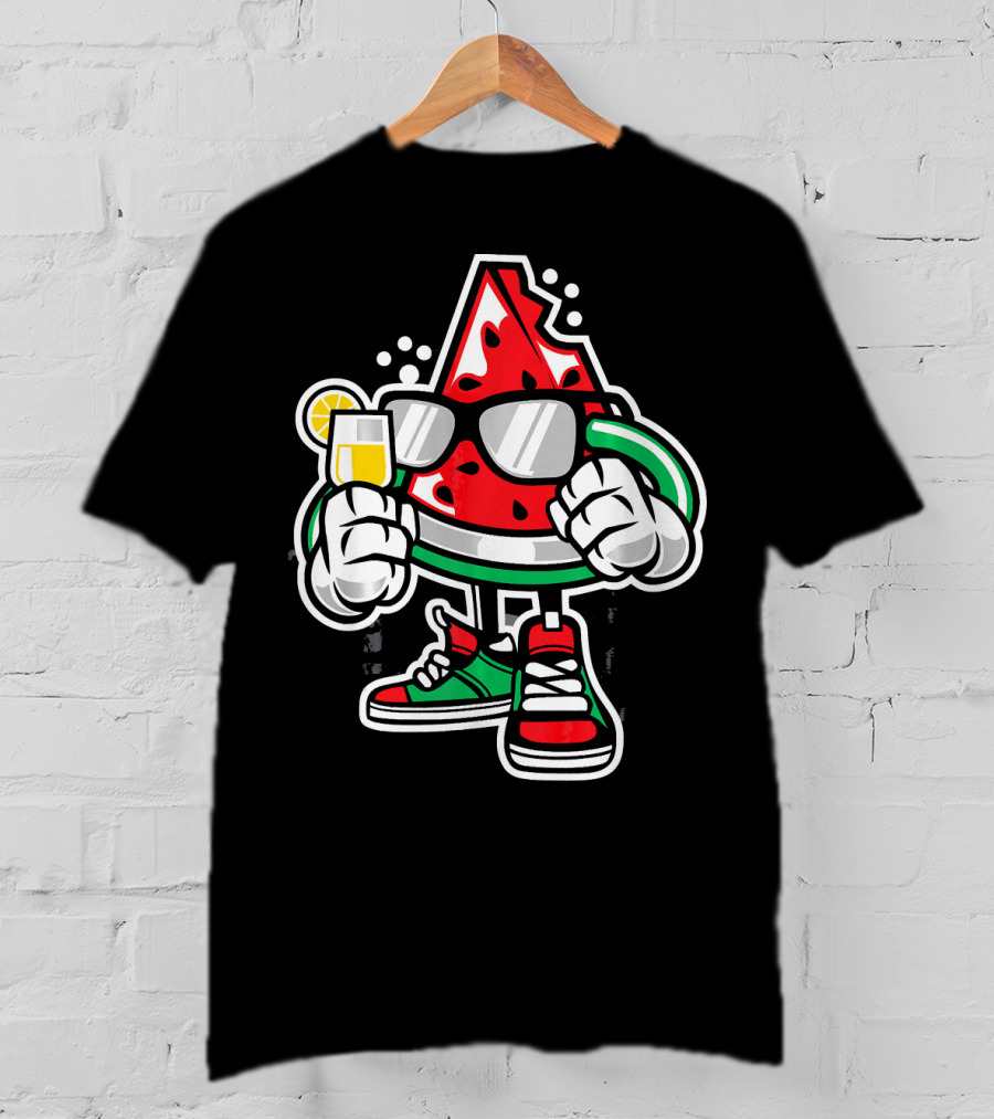 Watermelon Lover Summer Time Graffiti Cool Slice With Shades And Sneakers T-Shirt